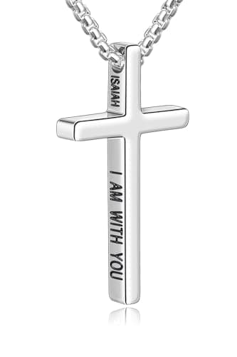 Men's Inspirational Bible Verse Stainless Steel Cross Necklace