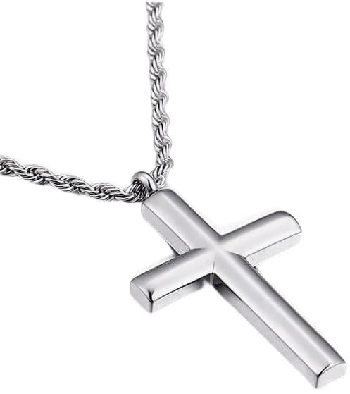 JAYUMO Men's Stainless Steel Cross Necklace with Lord's Prayer Pendant 20" Chain