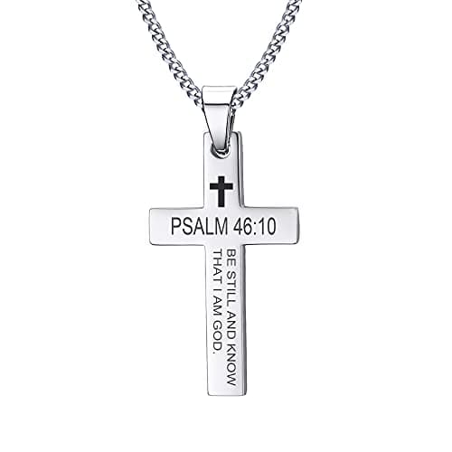 VNOX Cross Necklaces for Men & Boys - Christian Jewelry with Religious Quotes