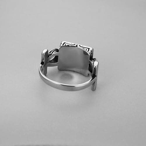 HZMAN Men's Stainless Steel Retro Coptic Ankh Eye of Providence Ring Jewelry Gift