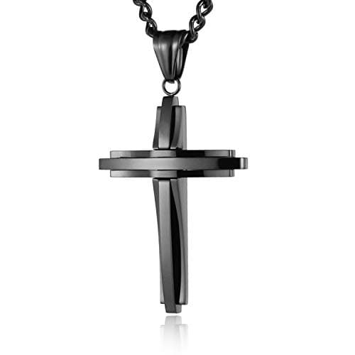 Stainless Steel Silver Cross Pendant Necklace with Chain