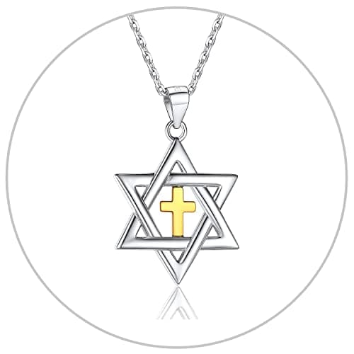 Star of David Necklace for Men and Women - Gold/Stainless Steel Hexagon Pendant