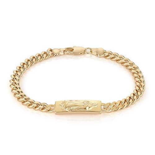 Virgin Mary Bracelet for Women with Cubic Zirconia Gold Plated Link Jewelry