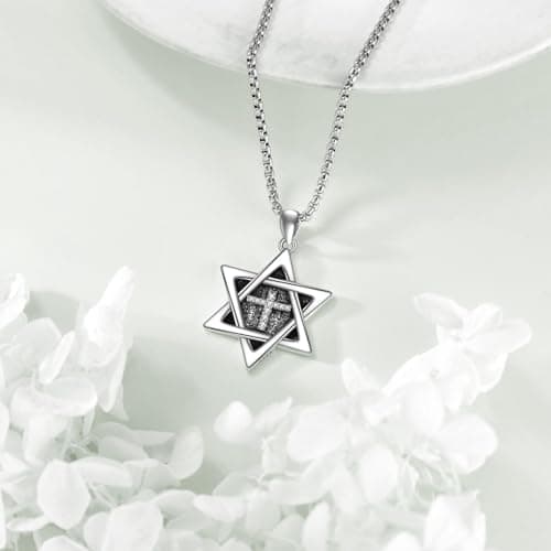 Sterling Silver Star of David Pentagram Necklace for Men and Women