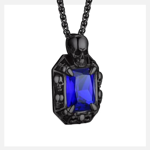 Gothic Stainless Steel Dragon Claw Pendant Necklace for Men and Women - Ruby/Blue Topaz/Emerald/Black Onyx