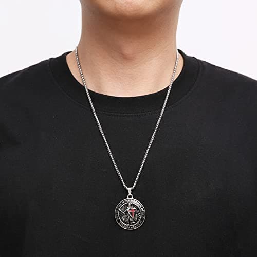 HZMAN Knights Templar Stainless Steel Necklace for Men