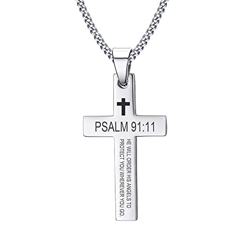 VNOX Cross Necklaces for Men & Boys - Christian Jewelry with Religious Quotes