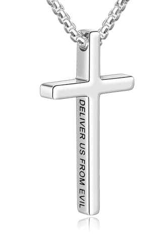 Men's Inspirational Fiusem Stainless Steel Cross Chain Necklace