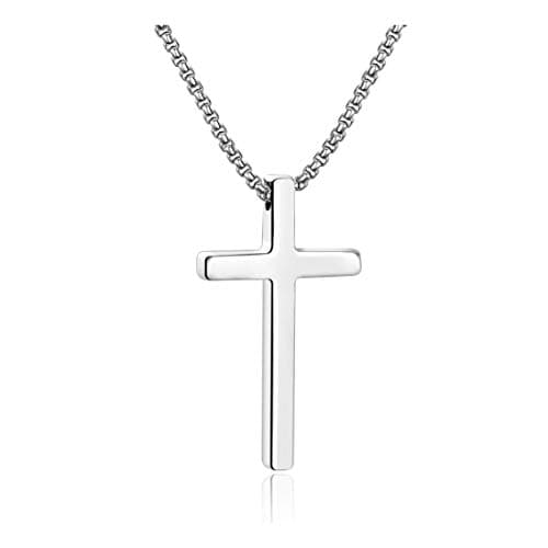Men's Silver Black Gold Stainless Steel Cross Necklace 16-30 Inch Box Chain