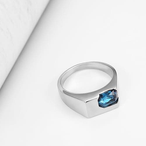 HZMAN Crystal Stainless Steel Rhinestone Ring for Wedding Cocktail Party Gift
