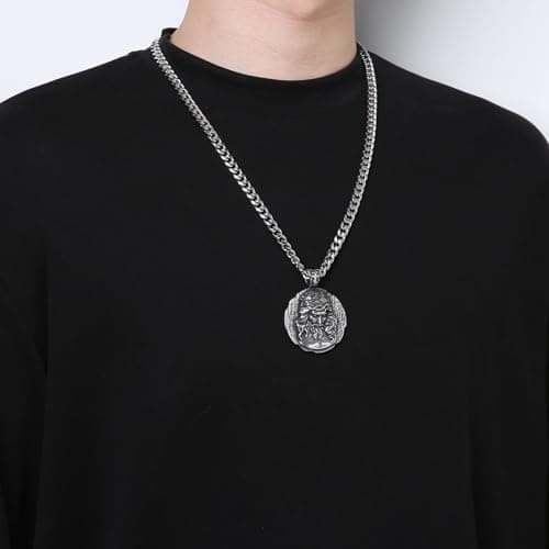 HZMAN Retro Stainless Steel Jesus Pendant Necklace for Men Amulet Jewelry Gift
