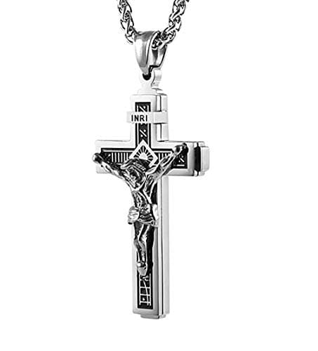 HZMAN Gold Tone Stainless Steel Crucifix Pendant Necklace