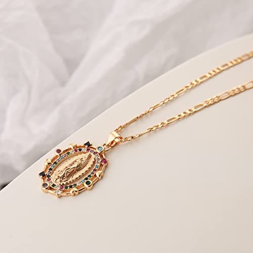 14K Gold Plated Virgin Mary Necklace