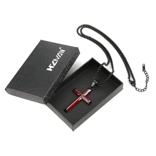 Stainless Steel Cross Necklace for Men - Christian Jewelry Gift - 24 Inch Chain