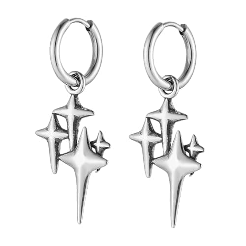 HZMAN Stainless Steel Retro Hinged Huggie Hoop Earrings for Men & Women Jewelry Gift