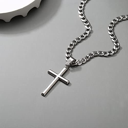 Besteel 925 Sterling Silver Cross Necklace for Men & Women