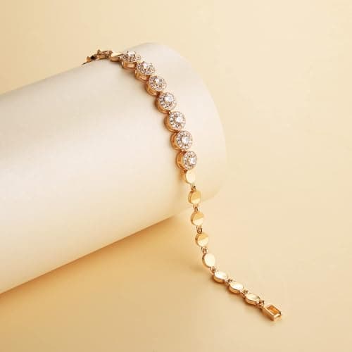 HZMAN Rose Gold Plated Brass Link Chain Zirconia Bracelet for Women