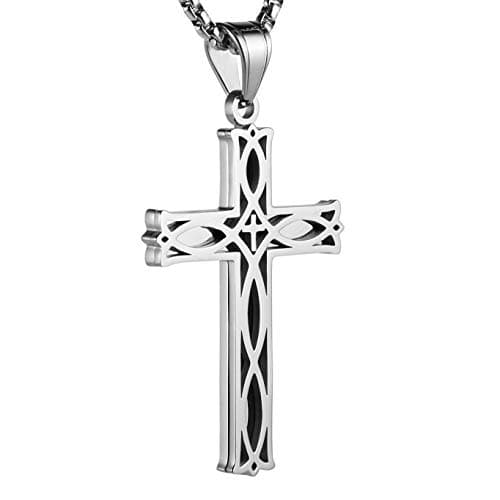 Stainless Steel Infinity Celtic Cross Irish Knot Pendant Necklace