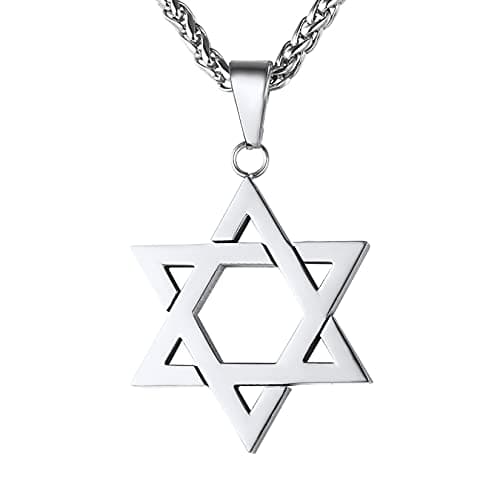 Star of David Necklace for Men and Women - Gold/Stainless Steel Hexagon Pendant