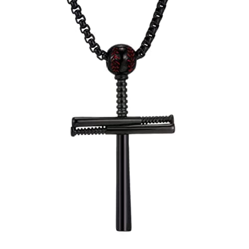 Men's Stainless Steel Baseball Cross Necklace - SKQIR Gift for Boys
