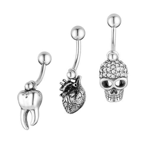 HZMAN 14G Surgical Steel Retro Gothic Belly Button Rings for Women