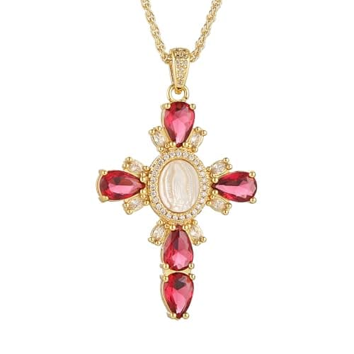 HZMAN Virgin Mary 18K Gold Plated Cubic Zirconia Dainty Necklace Gift for Women