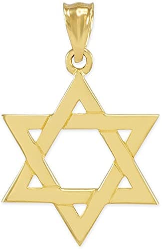 Claddagh 14K Yellow Gold Six Pointed Star of David Pendant - Size Choice