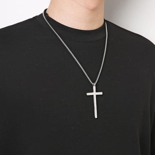 HZMAN Large Cross Necklace for Men Stainless Steel Retro Gift