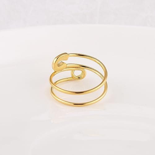 HZMAN 14K Gold Plated Open Stackable Ring for Women Adjustable Thumb Jewelry Gift