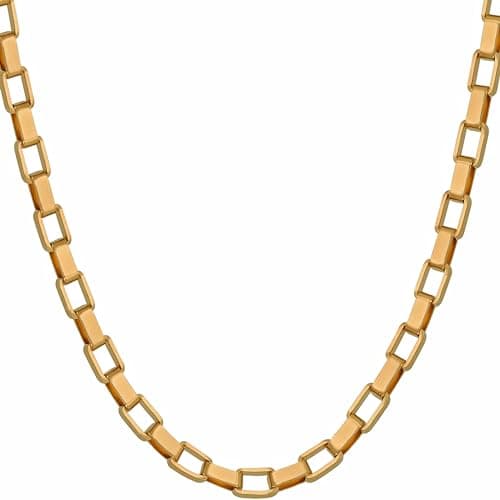 24k Gold Plated Paperclip Chain Necklace for Men and Women