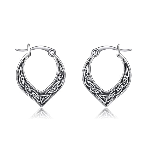 Celtic Knot Hoop Earrings 925 Sterling Silver Vintage Irishmens Women