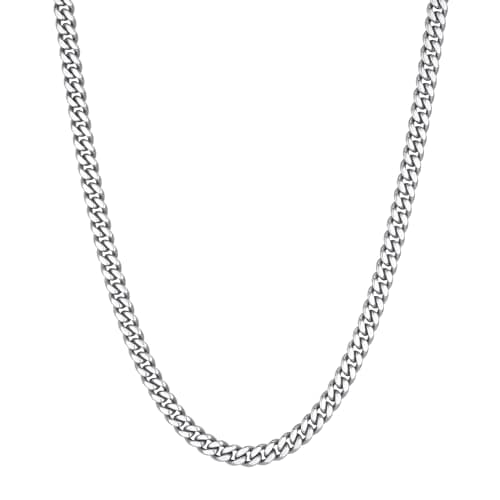 VEXXS Men's Real Gold Plated Cuban Link Chain Necklace, Durable 4mm-6mm