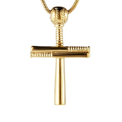 HZMAN Stainless Steel Baseball Bat Cross Necklace - Large & Small Options