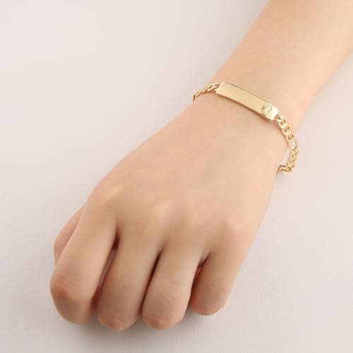 14K Gold Plated Figaro Chain Link Bracelet for Women Men