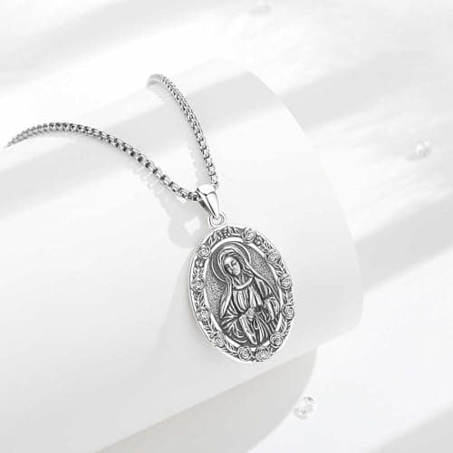 INFUSEU Unique Virgin Mary, St Joseph & Jesus Pendant Necklace 20+2 Inch Chain