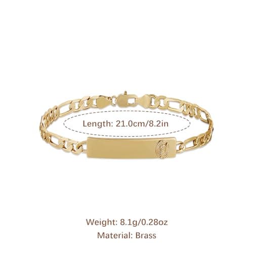 14K Gold Plated Figaro Chain Link Bracelet for Women Men