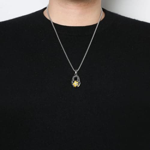 HZMAN Men's Stainless Steel Dragon Claw Gothic Punk Football Pendant Necklace