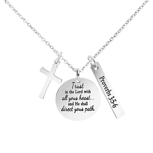 Christian Bible Verse Cross Pendant Necklace for Women - Faith Prayer Charm Jewelry for Birthday and Christmas