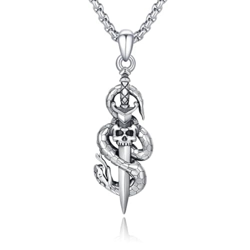 Silikepa 925 Sterling Silver Mysterious Snake Pendant Necklace