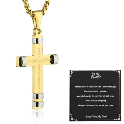 Philippians 4:13 Cross Pendant Stainless Steel Necklace - 3 Colors