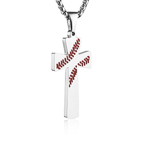 Baseball Cross Necklace for Son: Christmas Birthday Gift from Mom Dad