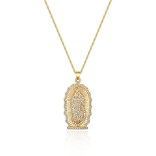 Virgin Mary Necklace for Women with Zirconia Halo