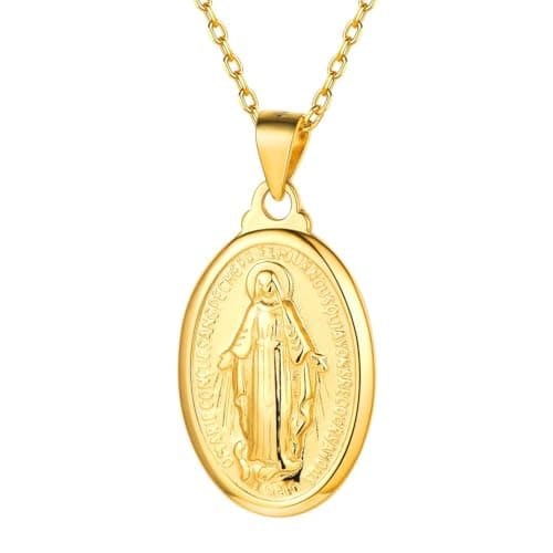 Nofade Silver Virgin Mary Pendant Necklace 925 Sterling Religious Jewelry for Women Men