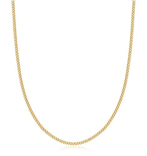 Barzel 18K Gold Plated Curb/Cuban Link Chain Necklace - 2MM, 3MM, 4MM, 5MM, Brazil