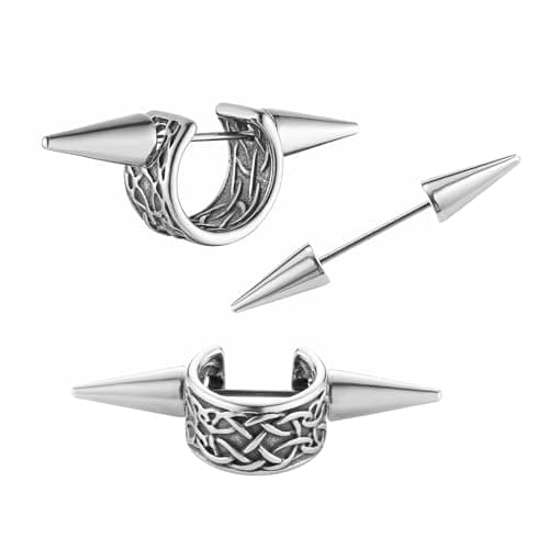 HZMAN Detachable Gothic Punk Earrings for Men & Women Stainless Steel Jewelry