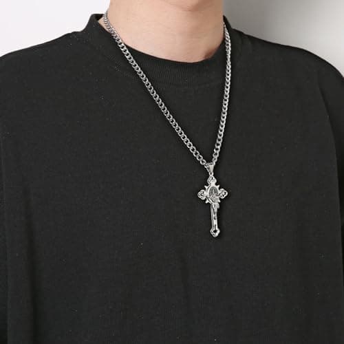 HZMAN Saint St. Benedict Crucifix Cross Necklace
