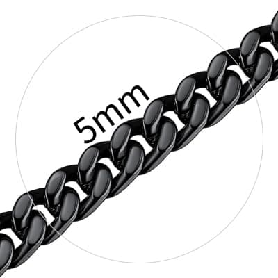 ChainsHouse 18K Gold Miami Cuban Chain Necklace, Black, 5mm-14mm Width, Durable Gift Box