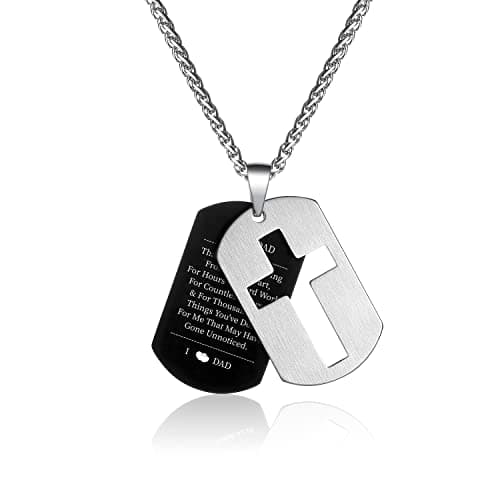 Stainless Steel Cross Necklace for Men and Boys with Lord's Prayer Pendant