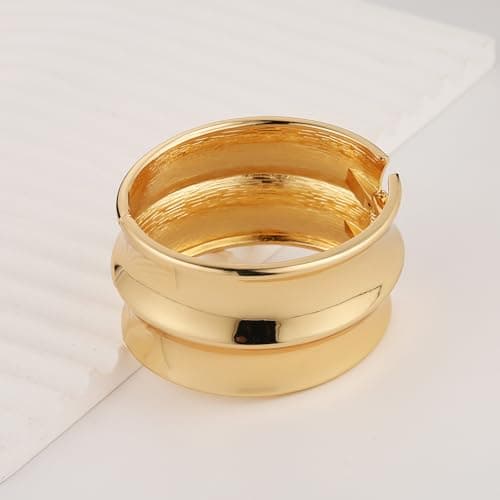 HZMAN Women's 7.0 Inch Thick Wide Irregular Open Hinge Bangle Bracelet Jewelry Gift