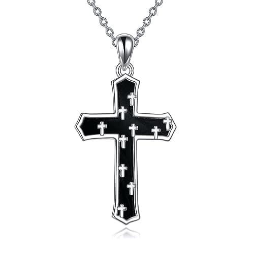 YONFQE Celtic Knot Sterling Silver Abalone Cross Pendant Jewelry for Women